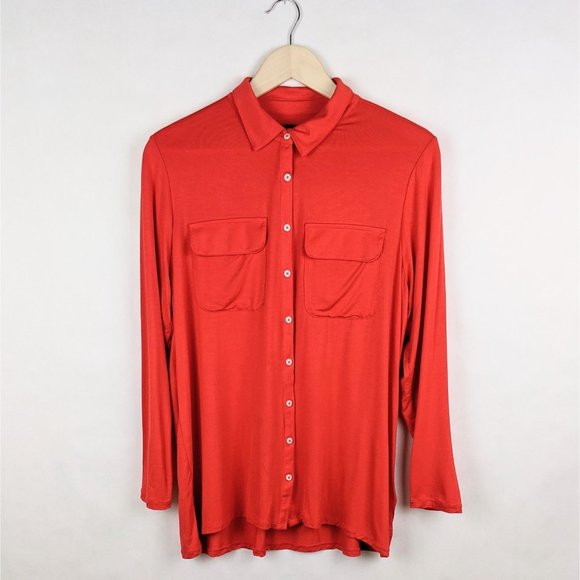 Lands' End Tops - Lands' End Red Button Down Long Sleeve Shirt L